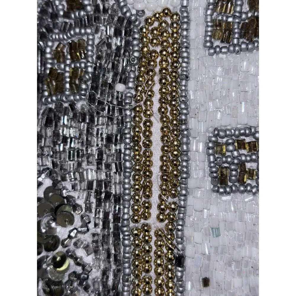 Beaded Holiday Pillow White And Brown 12x18